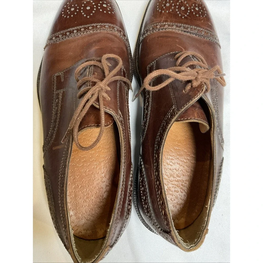 Men's Vero Cuoio Shoes Cap Toe Derby Brogue Size 8 Italy